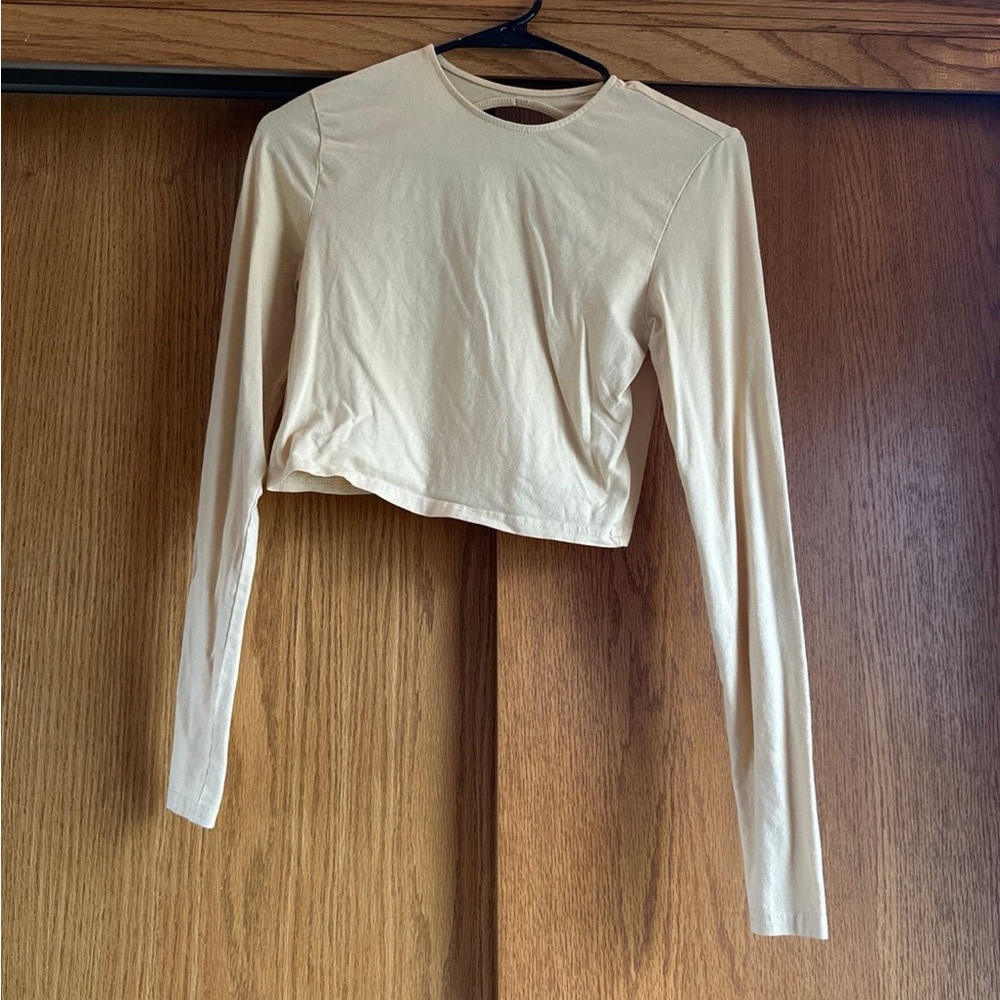 Divided Yellow Long Sleeve Cropped Tee